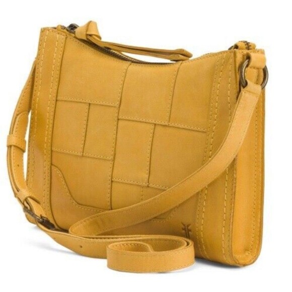 Frye Womens Yellow Melissa Patchwork Zip Crossbody 11x9x2 in - Picture 1 of 16